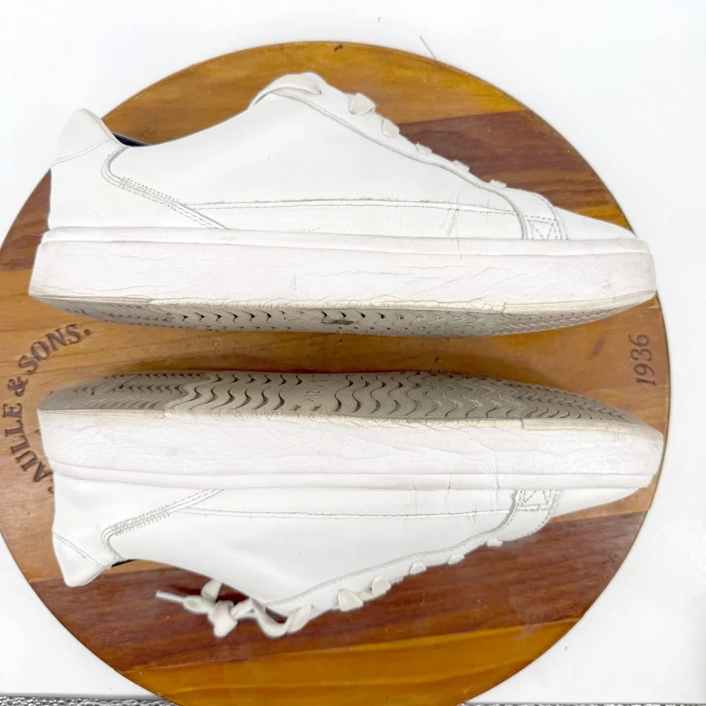 Kizik Vegas Sneakers Leather Hands Free Mens 8 W Womens 9.5 White Wide Low Top